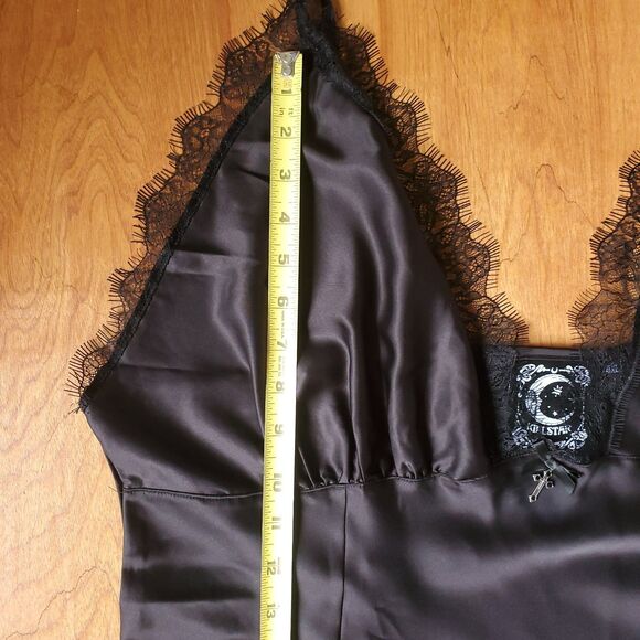 Killstar Fatal Farewell Nightdress 4XL Satin Slip Dress Black Lace Fringe Gothic - Picture 12 of 12